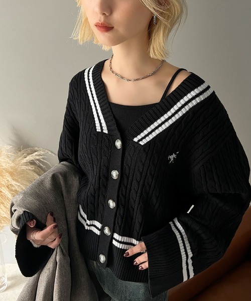 リアルレザー カーディガン 牛革 ブラック XL ヴィンテージ 短丈 リブ▲ Towncraft/Solid Shaggy Knit Cardigan（タウンクラフト ニット