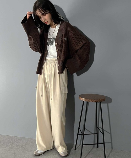 セール】上品さとカジュアルさが魅力。ワイドスリーブ胸刺繍カレッジ風