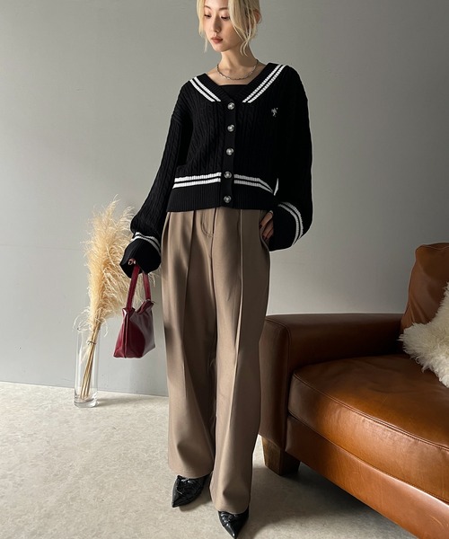 セール】上品さとカジュアルさが魅力。ワイドスリーブ胸刺繍カレッジ風