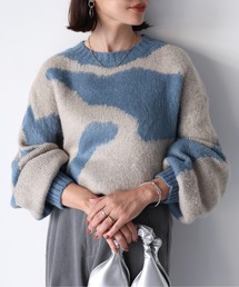 配色ニュアンス迷彩ジャガードニット