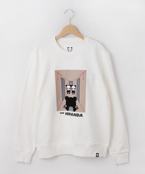 &Bridge(アンドブリッジ)の「HIPANDA(ハイパンダ) HIPANDAプリントトレーナー(スウェット・メンズ・ホワイト/ブラック・01)」の1枚目の写真