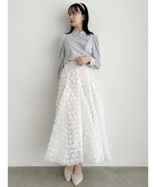 dazzlin(ダズリン)の「マルチボタンデザイン長袖ブラウス(シャツ/ブラウス・レディース・ピンク/その他1/オフホワイト/グレー・FREE)」の9枚目の写真