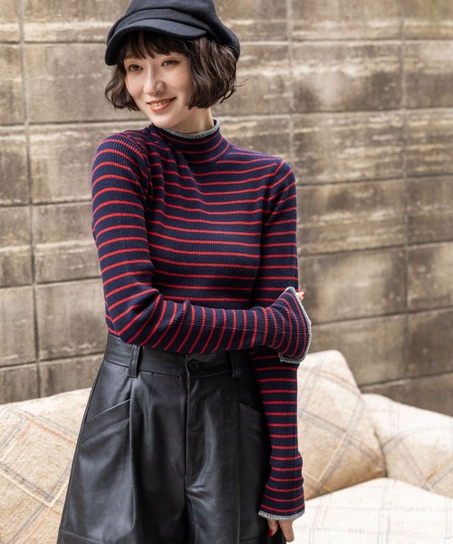 niko and...（ニコアンド）の「配色ステッチリブニットプルオーバー（ニット/セーター・レディース・オフホワイト/ライトグリーン/ブラック/ホワイト/ネイビー/チャコール/グレー・LARGE/MEDIUM）」の7枚目の写真