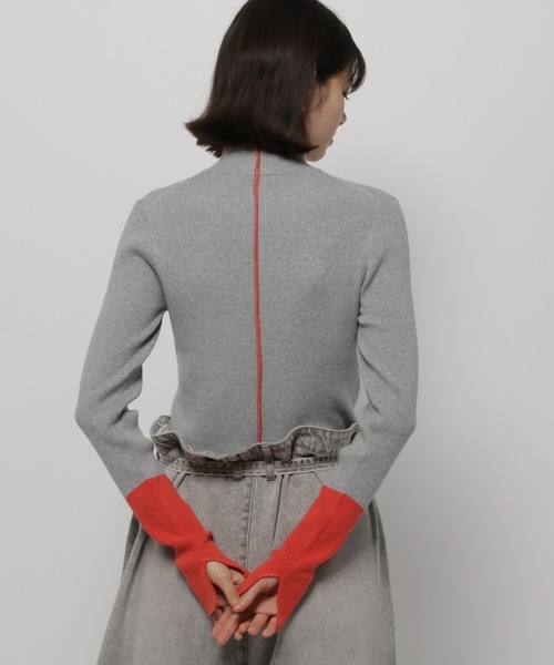 niko and...（ニコアンド）の「配色ステッチリブニットプルオーバー（ニット/セーター・レディース・オフホワイト/ライトグリーン/ブラック/ホワイト/ネイビー/チャコール/グレー・LARGE/MEDIUM）」の4枚目の写真