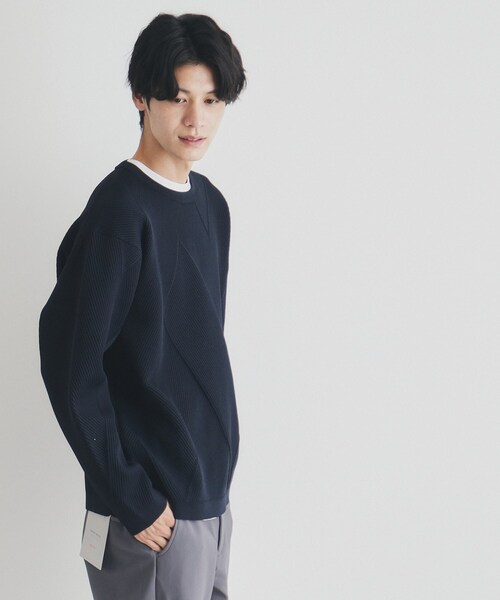 THE SHOP TK （ザ ショップ ティーケー ）の「◆【クルーネックニット＋ロンTセットアイテム】ダイヤパネルアンサンブル（ニット/セーター・メンズ・ネイビー/ブラウン系その他/ブルーグリーン・04/03/02）」の6枚目の写真