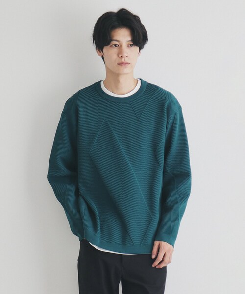 THE SHOP TK （ザ ショップ ティーケー ）の「◆【クルーネックニット＋ロンTセットアイテム】ダイヤパネルアンサンブル（ニット/セーター・メンズ・ネイビー/ブラウン系その他/ブルーグリーン・04/03/02）」の14枚目の写真