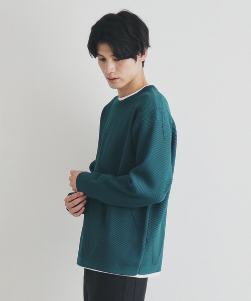 THE SHOP TK （ザ ショップ ティーケー ）の「◆【クルーネックニット＋ロンTセットアイテム】ダイヤパネルアンサンブル（ニット/セーター・メンズ・ネイビー/ブラウン系その他/ブルーグリーン・04/03/02）」の15枚目の写真