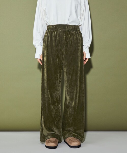 CITEN（シテン）の「＜CITEN＞ベロアライク イージーワイドパンツ（その他パンツ・レディース・オリーブ/ダークグレー・M/S）」の7枚目の写真