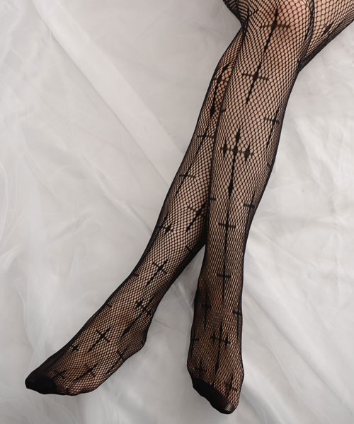 float】ブラック ホワイト デザイン 網タイツ【7種類展開】（タイツ
