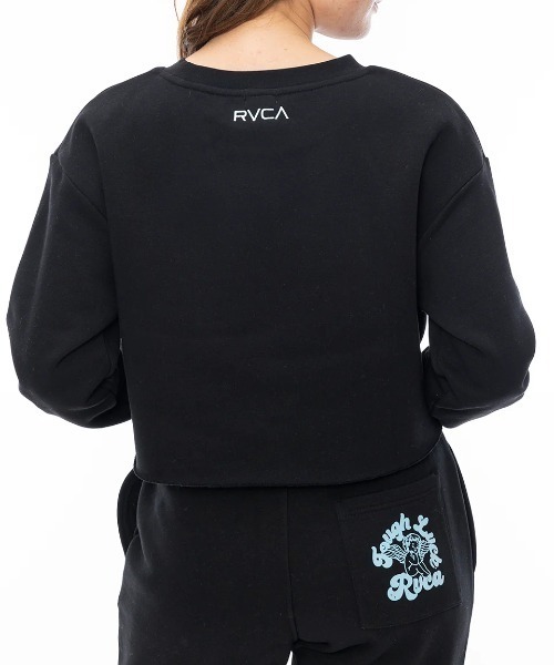 RVCA(ルーカ)の「RVCA レディース TOUGH LUCK CROPPED C トレーナー/ルーカセットアップ対応ショート丈プリントクルーネックトレーナー(スウェット・レディース・ブラック/ラベンダー/アイボリー・MEDIUM/SMALL)」の7枚目の写真