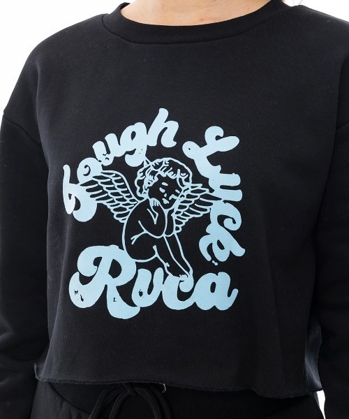 RVCA(ルーカ)の「RVCA レディース TOUGH LUCK CROPPED C トレーナー/ルーカセットアップ対応ショート丈プリントクルーネックトレーナー(スウェット・レディース・ブラック/ラベンダー/アイボリー・MEDIUM/SMALL)」の8枚目の写真
