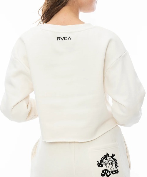 RVCA(ルーカ)の「RVCA レディース TOUGH LUCK CROPPED C トレーナー/ルーカセットアップ対応ショート丈プリントクルーネックトレーナー(スウェット・レディース・ブラック/ラベンダー/アイボリー・MEDIUM/SMALL)」の5枚目の写真
