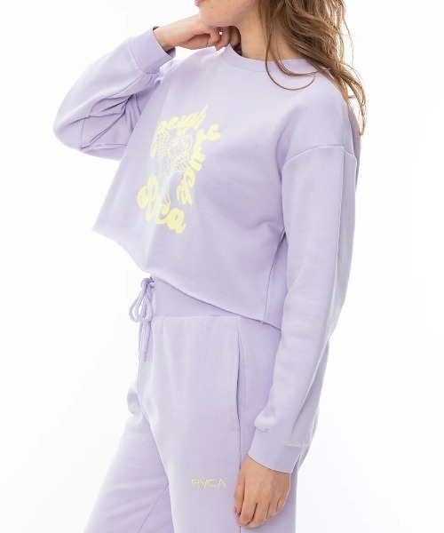 RVCA(ルーカ)の「RVCA レディース TOUGH LUCK CROPPED C トレーナー/ルーカセットアップ対応ショート丈プリントクルーネックトレーナー(スウェット・レディース・ブラック/ラベンダー/アイボリー・MEDIUM/SMALL)」の13枚目の写真