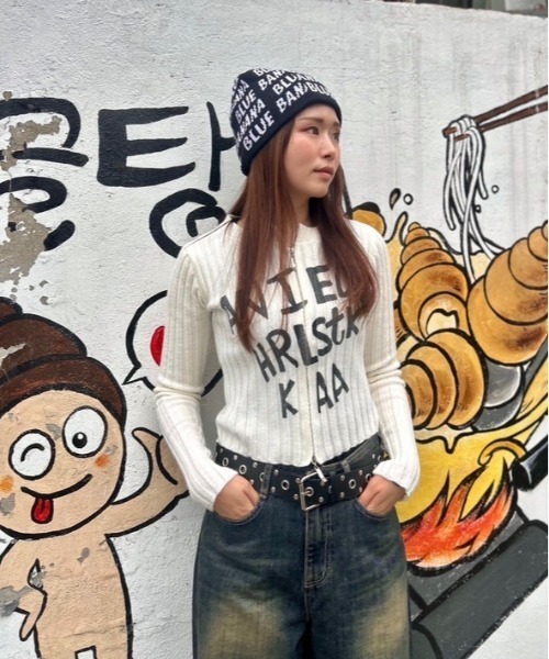 Dsquared2 ニットスリフハネルテニムシャケット 【関税込】 ipugo/イプゴ プリントロゴ ダブルジップ リブニット（ニット