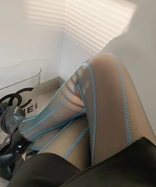 セール】【 Port / ポート 】 ストライプ ライン シアー タイツ