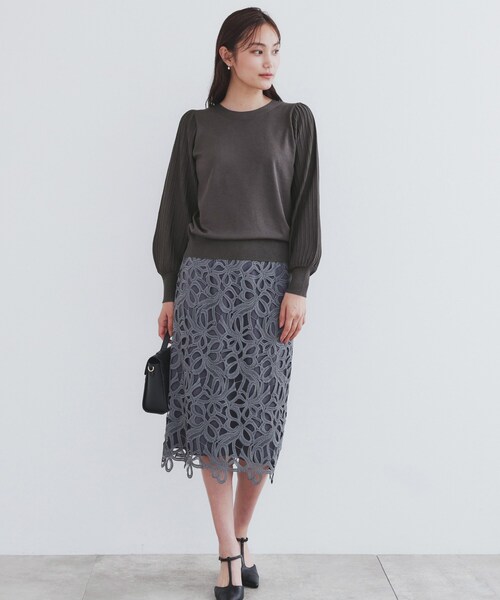 index(インデックス)の「◆前後2way プリーツスリーブニット【洗濯機洗い可/抗ピル】(ニット/セーター・レディース・ボルドー/オフホワイト/チャコールグレー/ブルーグリーン・34/36/38/40/42)」の15枚目の写真