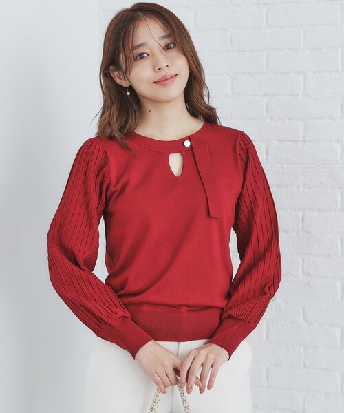 index(インデックス)の「◆前後2way プリーツスリーブニット【洗濯機洗い可/抗ピル】(ニット/セーター・レディース・ボルドー/オフホワイト/チャコールグレー/ブルーグリーン・34/36/38/40/42)」の19枚目の写真