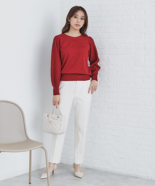 index(インデックス)の「◆前後2way プリーツスリーブニット【洗濯機洗い可/抗ピル】(ニット/セーター・レディース・ボルドー/オフホワイト/チャコールグレー/ブルーグリーン・34/36/38/40/42)」の20枚目の写真