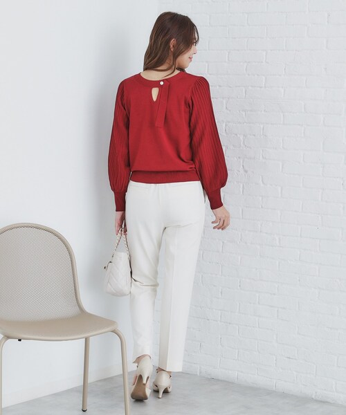 index(インデックス)の「◆前後2way プリーツスリーブニット【洗濯機洗い可/抗ピル】(ニット/セーター・レディース・ボルドー/オフホワイト/チャコールグレー/ブルーグリーン・34/36/38/40/42)」の21枚目の写真