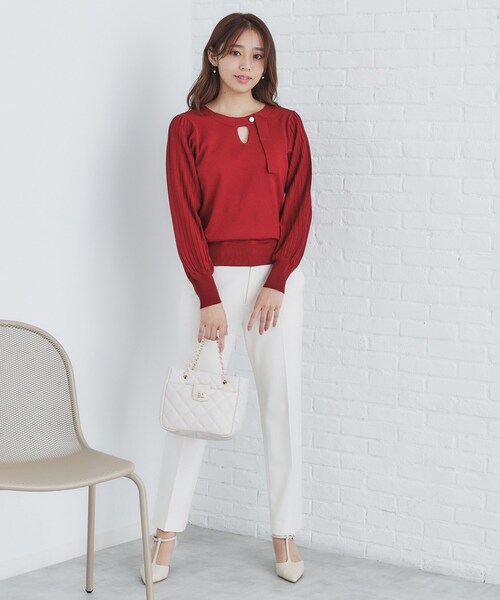 index(インデックス)の「◆前後2way プリーツスリーブニット【洗濯機洗い可/抗ピル】(ニット/セーター・レディース・ボルドー/オフホワイト/チャコールグレー/ブルーグリーン・34/36/38/40/42)」の22枚目の写真