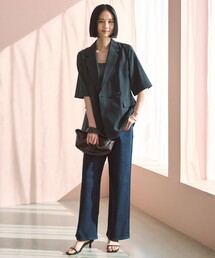 【UNFILO DENIM】撥水ストレッチ ワイドストレートデニム