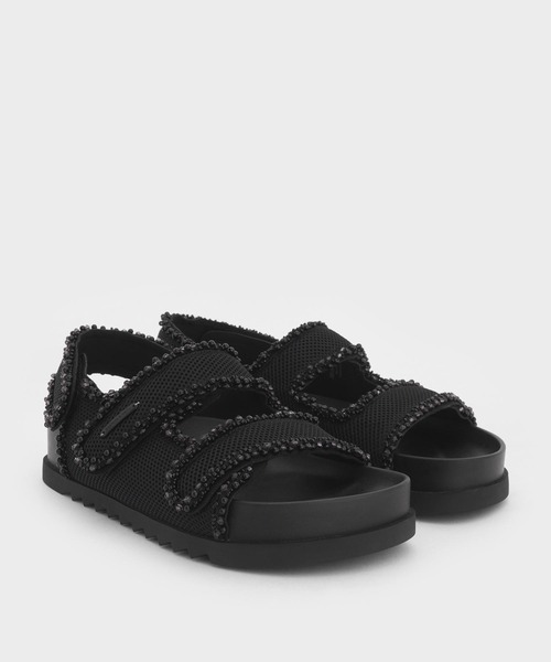 CHARLES & KEITH(チャールズ & キース)の「パールエンベリシュッド フラットフォームサンダル(サンダル・レディース・シルバー/ブラック系その他2・23cm/22.5cm/25.5cm/25cm/24.5cm/23.5cm)」の7枚目の写真