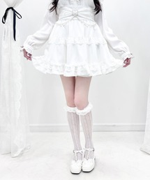リボンパールチェーンレースフリルスカート