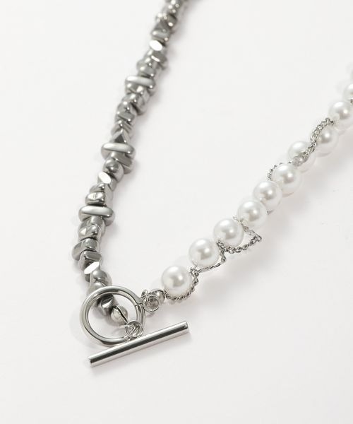JEANASIS（ジーナシス）の「【ステンレス】パールMIXチェーンネックレス/253465（ネックレス・レディース・シルバー/ゴールド・FREE）」の3枚目の写真