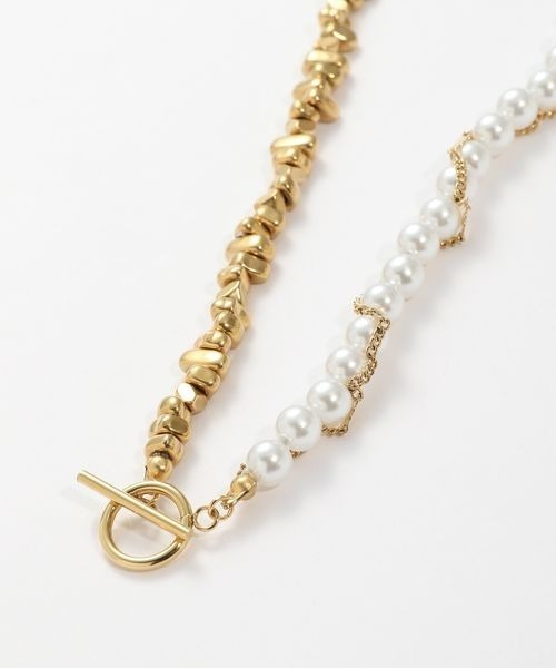 JEANASIS（ジーナシス）の「【ステンレス】パールMIXチェーンネックレス/253465（ネックレス・レディース・シルバー/ゴールド・FREE）」の4枚目の写真