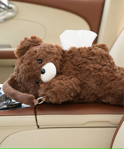 Port（ポート）の「【 antique andico / アンティーク アンディコ 】 もこもこ くま ぬいぐるみ ティッシュ ケース / カー ティッシュ ホルダー #（インテリア雑貨・レディース・ライトブラウン/ダークブラウン・FREE）」の3枚目の写真