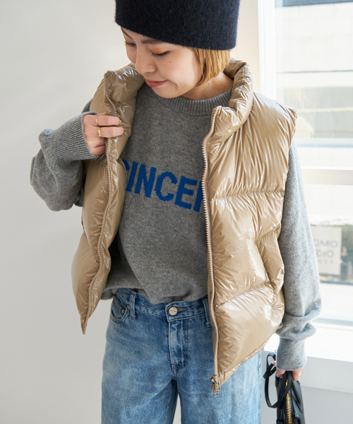 Spick & Span（スピックアンドスパン）の「グロッシーダウンベスト（ダウンベスト・レディース・ベージュ/カーキ・FREE）」の5枚目の写真