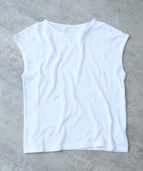 tシャツ 強撚針抜ジャカード フレンチスリーブプルオーバー レディース △強撚針抜ジャカード フレンチスリーブプルオーバー（Tシャツ
