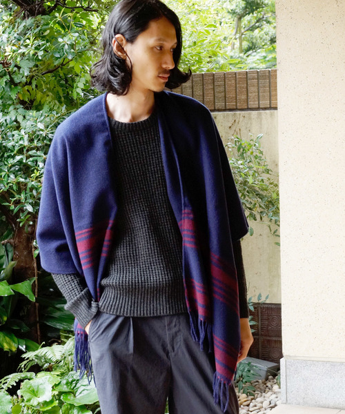 DETAILS（ディテールズ）の「DETAILS/ラインポンチョ（マフラー・メンズ・ブラック/ベージュ/ネイビー・FREE）」の11枚目の写真