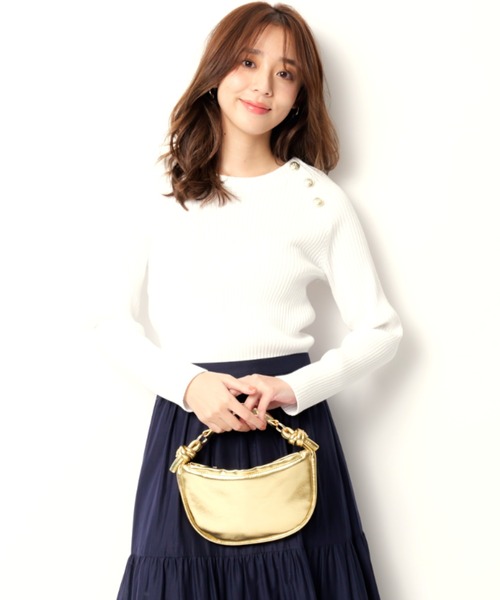 JUSGLITTY(ジャスグリッティー)の「サイドボタンリブニット(ニット/セーター・レディース・ホワイト/オレンジ/ネイビー/ブルー系その他3/ピンクベージュ・2)」の20枚目の写真