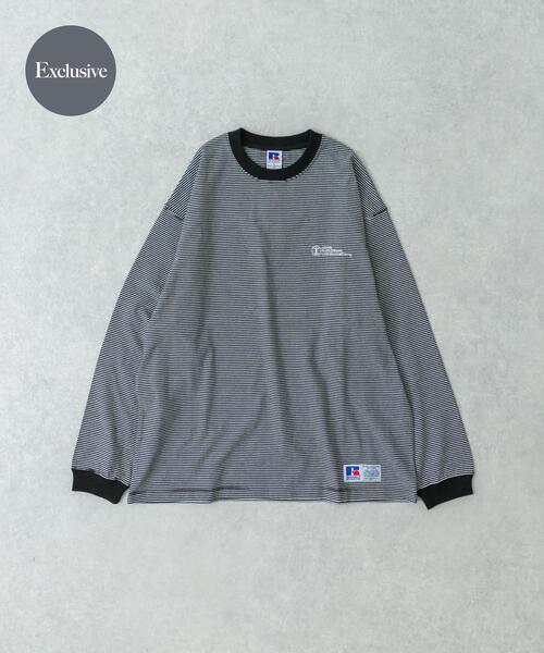 Russell Athletic（ラッセルアスレティック）の「『別注』RUSSELL ATHLETIC×UR　BORDER LONG SLEEVE T-SHIRT（Tシャツ/カットソー・メンズ・ブラック/ネイビー/ホワイト・MEDIUM/LARGE）」の3枚目の写真