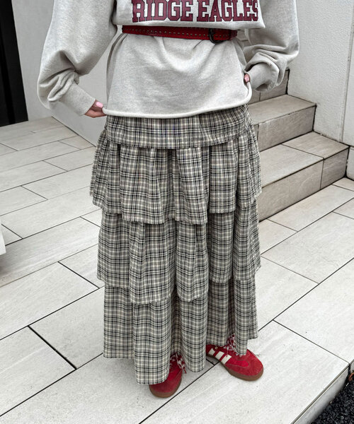 CIAOPANIC(チャオパニック)の「チェック柄ボリュームティアードスカート(スカート・レディース・ブラック/ブルー/グリーン/レッド・ONE SIZE)」の9枚目の写真