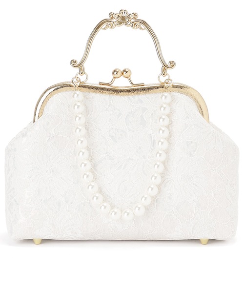 Lace Ladies(レースレディース)の「3WAYレース がま口 パーティー ハンドバッグ(クラッチバッグ・レディース・シルバー/ピンク/アイボリー・FREE)」の1枚目の写真