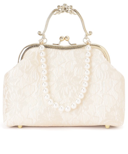 Lace Ladies(レースレディース)の「3WAYレース がま口 パーティー ハンドバッグ(クラッチバッグ・レディース・シルバー/ピンク/アイボリー・FREE)」の2枚目の写真