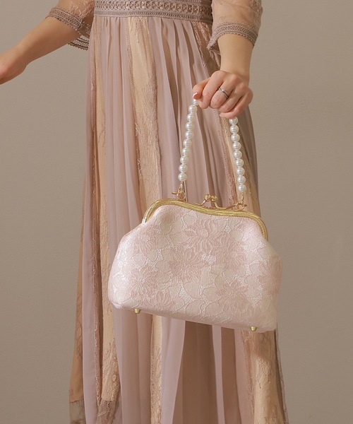 Lace Ladies(レースレディース)の「3WAYレース がま口 パーティー ハンドバッグ(クラッチバッグ・レディース・シルバー/ピンク/アイボリー・FREE)」の6枚目の写真