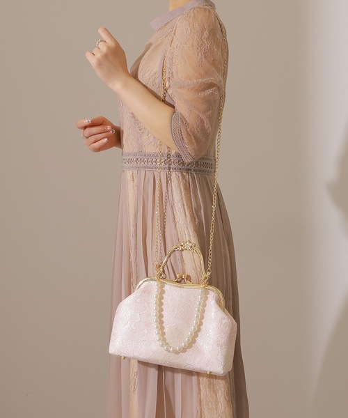 Lace Ladies(レースレディース)の「3WAYレース がま口 パーティー ハンドバッグ(クラッチバッグ・レディース・シルバー/ピンク/アイボリー・FREE)」の8枚目の写真