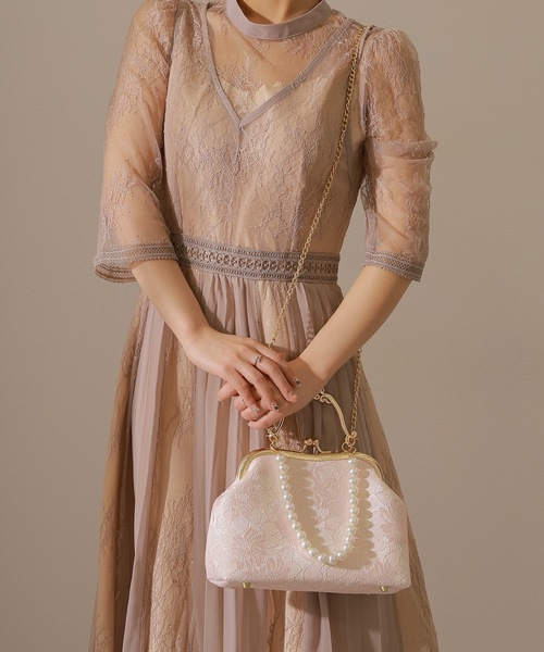 Lace Ladies(レースレディース)の「3WAYレース がま口 パーティー ハンドバッグ(クラッチバッグ・レディース・シルバー/ピンク/アイボリー・FREE)」の9枚目の写真