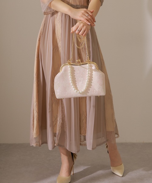 Lace Ladies(レースレディース)の「3WAYレース がま口 パーティー ハンドバッグ(クラッチバッグ・レディース・シルバー/ピンク/アイボリー・FREE)」の10枚目の写真