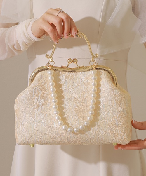 Lace Ladies(レースレディース)の「3WAYレース がま口 パーティー ハンドバッグ(クラッチバッグ・レディース・シルバー/ピンク/アイボリー・FREE)」の11枚目の写真