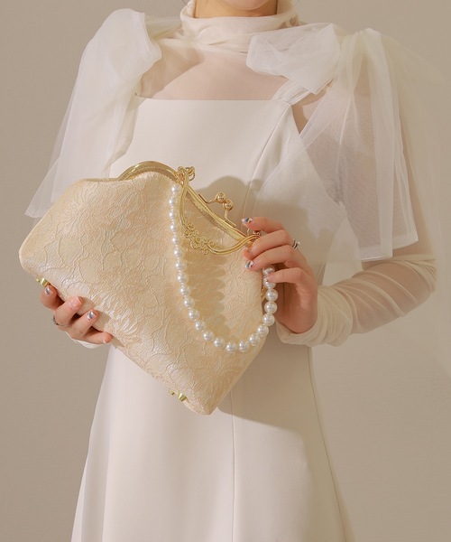 Lace Ladies(レースレディース)の「3WAYレース がま口 パーティー ハンドバッグ(クラッチバッグ・レディース・シルバー/ピンク/アイボリー・FREE)」の12枚目の写真