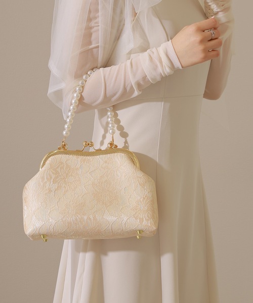 Lace Ladies(レースレディース)の「3WAYレース がま口 パーティー ハンドバッグ(クラッチバッグ・レディース・シルバー/ピンク/アイボリー・FREE)」の15枚目の写真