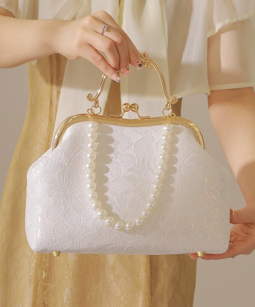 Lace Ladies(レースレディース)の「3WAYレース がま口 パーティー ハンドバッグ(クラッチバッグ・レディース・シルバー/ピンク/アイボリー・FREE)」の17枚目の写真