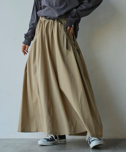 coen(コーエン)の「【C.mt】ドロストポケットギャザースカート(スカート・レディース・オリーブ/ブラック/ベージュ/その他1・FREE)」の3枚目の写真