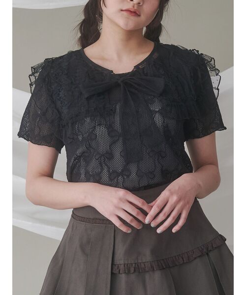 merry jenny（メリージェニー）の「チュールシアーフリルカラー（付け襟・レディース・オフホワイト/ブラック/アイボリー・FREE）」の3枚目の写真
