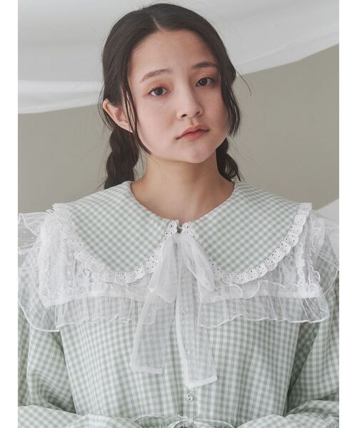 merry jenny（メリージェニー）の「チュールシアーフリルカラー（付け襟・レディース・オフホワイト/ブラック/アイボリー・FREE）」の4枚目の写真