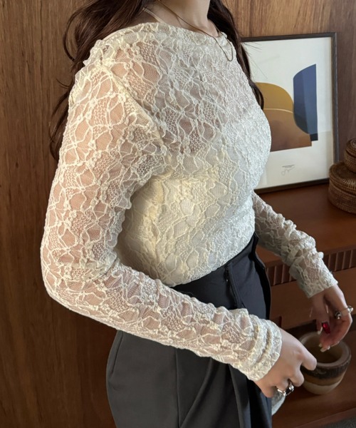 efill(エフィル)の「オフショル レース ブラウス / カットソー 【大人気商品で再販決定♪】(Tシャツ/カットソー・レディース・アイボリー・FREE)」の10枚目の写真